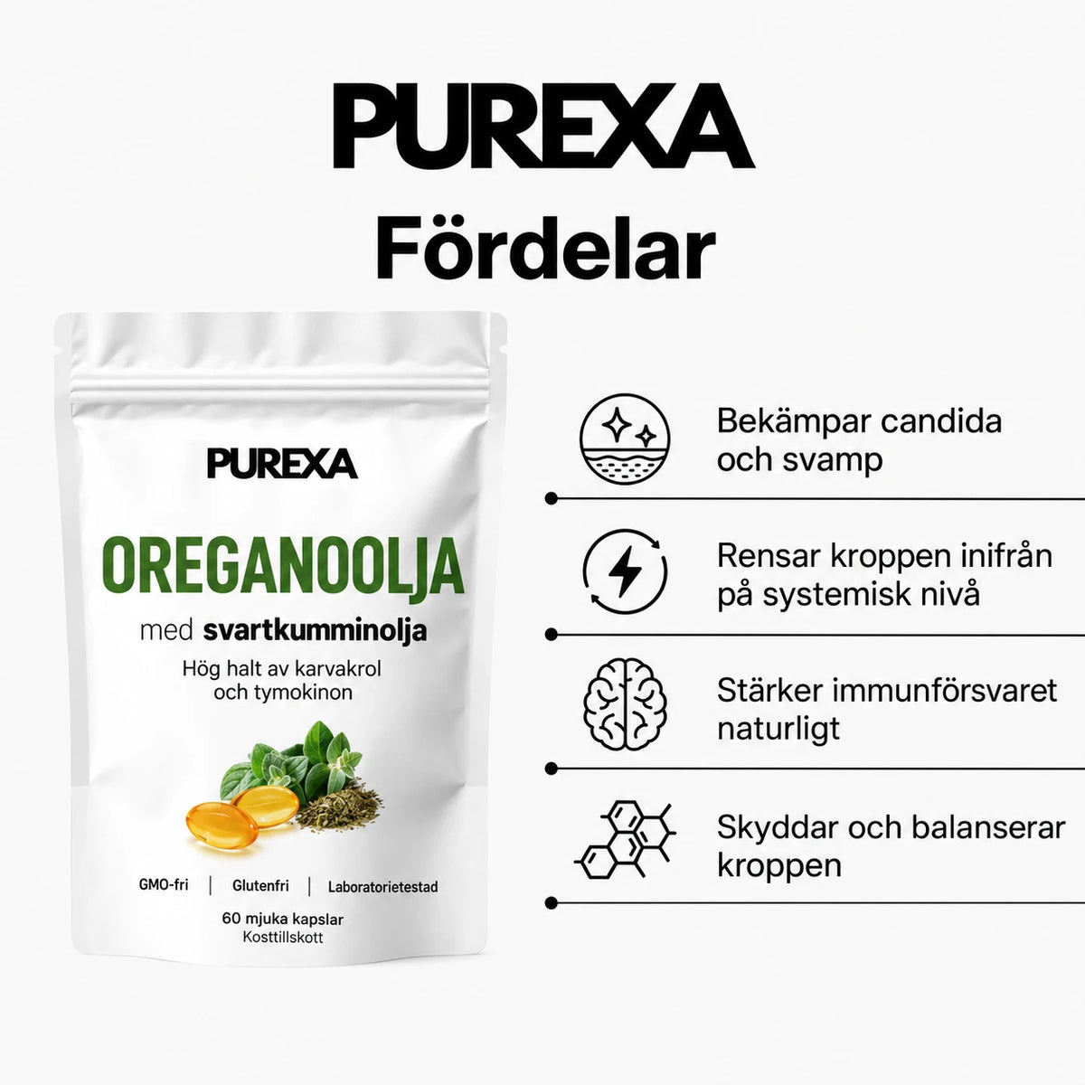 Purexa - Oreganoolja med Svartkumminolja