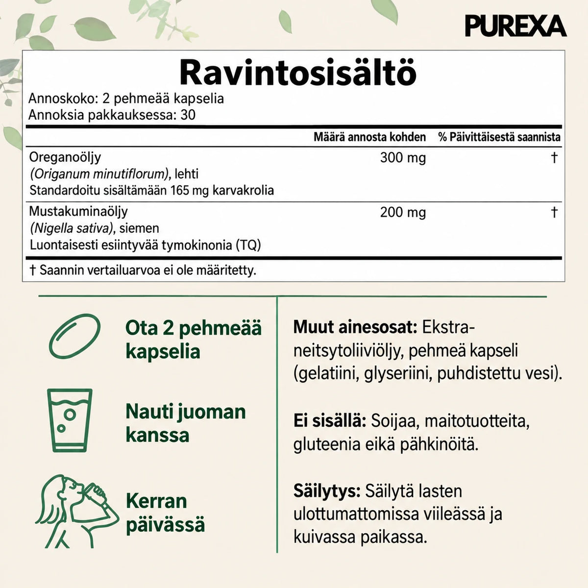 Purexa – Oreganoöljy mustakuminaöljyllä