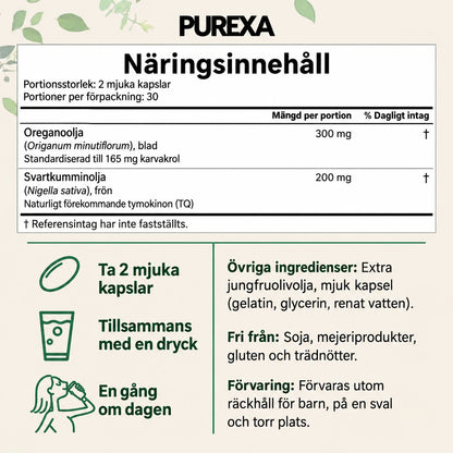 Purexa - Oreganoolja med Svartkumminolja